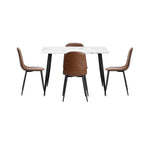 120cm Rectangle Dining Table with 4/6PCS Chairs PU Brown