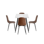 120cm Rectangle Dining Table with 4/6PCS Chairs PU Brown