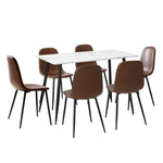 120cm Rectangle Dining Table with 4/6PCS Chairs PU Brown