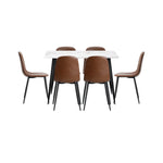 120cm Rectangle Dining Table with 4/6PCS Chairs PU Brown