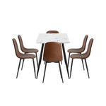 120cm Rectangle Dining Table with 4/6PCS Chairs PU Brown