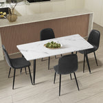 120cm Rectangle Dining Table with 4PCS/6PCS Chairs PU Grey