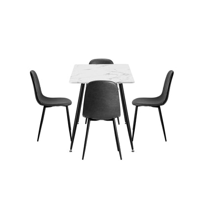 120cm Rectangle Dining Table with 6PCS Chairs PU Grey
