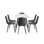 120cm Rectangle Dining Table with 4PCS/6PCS Chairs PU Grey