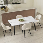 120cm Rectangle Dining Table with 4PCS/6PCS Chairs Sherpa White