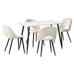 120cm Rectangle Dining Table with 4PCS/6PCS Chairs Sherpa White