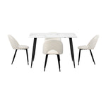 120cm Rectangle Dining Table with 4PCS/6PCS Chairs Sherpa White