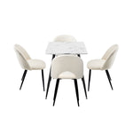 120cm Rectangle Dining Table with 4PCS/6PCS Chairs Sherpa White