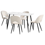 120cm Rectangle Dining Table with 4PCS/6PCS Chairs Sherpa White