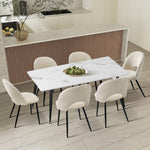 120cm Rectangle Dining Table with 4PCS/6PCS Chairs Sherpa White