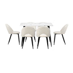 120cm Rectangle Dining Table with 4PCS/6PCS Chairs Sherpa White