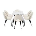 120cm Rectangle Dining Table with 4PCS/6PCS Chairs Sherpa White