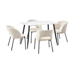 Rectangle Dining Table with 4PCS & 6PCS Sherpa White Chairs Modern Kitchen