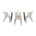 Rectangle Dining Table with 4PCS & 6PCS Sherpa White Chairs Modern Kitchen