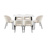 Rectangle Dining Table with 4PCS & 6PCS Sherpa White Chairs Modern Kitchen