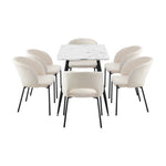 Rectangle Dining Table with 4PCS & 6PCS Sherpa White Chairs Modern Kitchen
