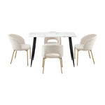 120cm Rectangle Dining Table with 4PCS Chairs Sherpa White