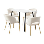 120cm Rectangle Dining Table with 4PCS Chairs Sherpa White