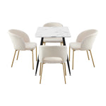 120cm Rectangle Dining Table with 4PCS Chairs Sherpa White