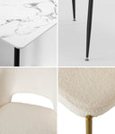 120cm Rectangle Dining Table with 6 Grey & Gold Fabric Chairs for Dining Room