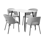 120cm Rectangle Dining Table with 4PCS Chairs Fabric Grey