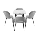 120cm Rectangle Dining Table with 4PCS Chairs Fabric Grey