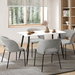 120cm Rectangle Dining Table with 4PCS Chairs Fabric Grey