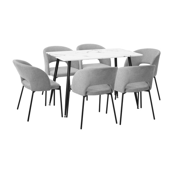  120cm Rectangle Dining Table with 4PCS Chairs Fabric Grey