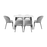 120cm Rectangle Dining Table with 6 Grey & Gold Fabric Chairs for Dining Room