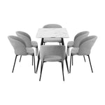 120cm Rectangle Dining Table with 6 Grey & Gold Fabric Chairs for Dining Room