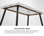 120cm Rectangle Dining Table with 6 Grey & Gold Fabric Chairs for Dining Room