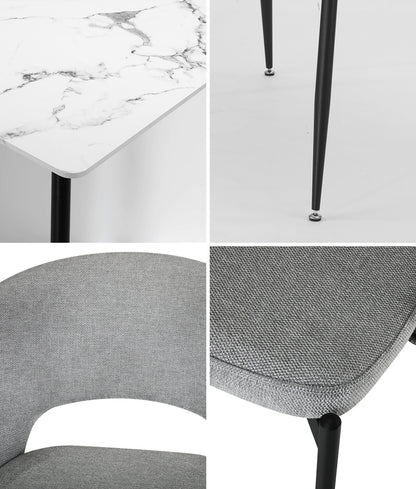 120cm Rectangle Dining Table with 4PCS Chairs Fabric Grey