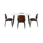 120cm Rectangle Dining Table with 4/6PCS Chairs PU Black/Walnut