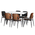 120cm Rectangle Dining Table with 4/6PCS Chairs PU Black/Walnut