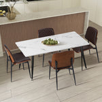 120cm Rectangle Dining Table with 4/6PCS Chairs PU Black/Walnut