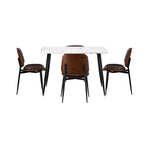 120cm Rectangle Dining Table with 4/6PCS Chairs PU Black/Walnut