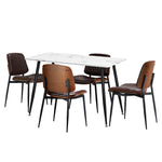 120cm Rectangle Dining Table with 4/6PCS Chairs PU Black/Walnut