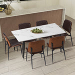 120cm Rectangle Dining Table with 4/6PCS Chairs PU Black/Walnut