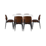 120cm Rectangle Dining Table with 4/6PCS Chairs PU Black/Walnut