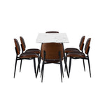 120cm Rectangle Dining Table with 4/6PCS Chairs PU Black/Walnut