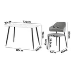 120cm Rectangle Dining Table with 4PCS Grey & White Fabric Chairs for Dining Room