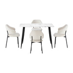 120cm Rectangle Dining Table with 4PCS Grey & White Fabric Chairs for Dining Room