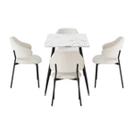 120cm Rectangle Dining Table with 4PCS Grey & White Fabric Chairs for Dining Room