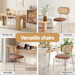 2X Dining Chairs Pu Leather Rattan Kitchen Lounge Cafe Accent Chair