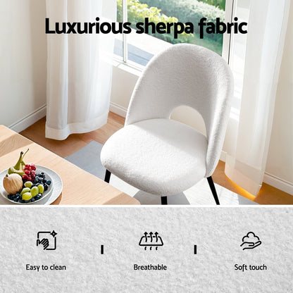 1 Set of 2 Dining Chair Boucle Sherpa