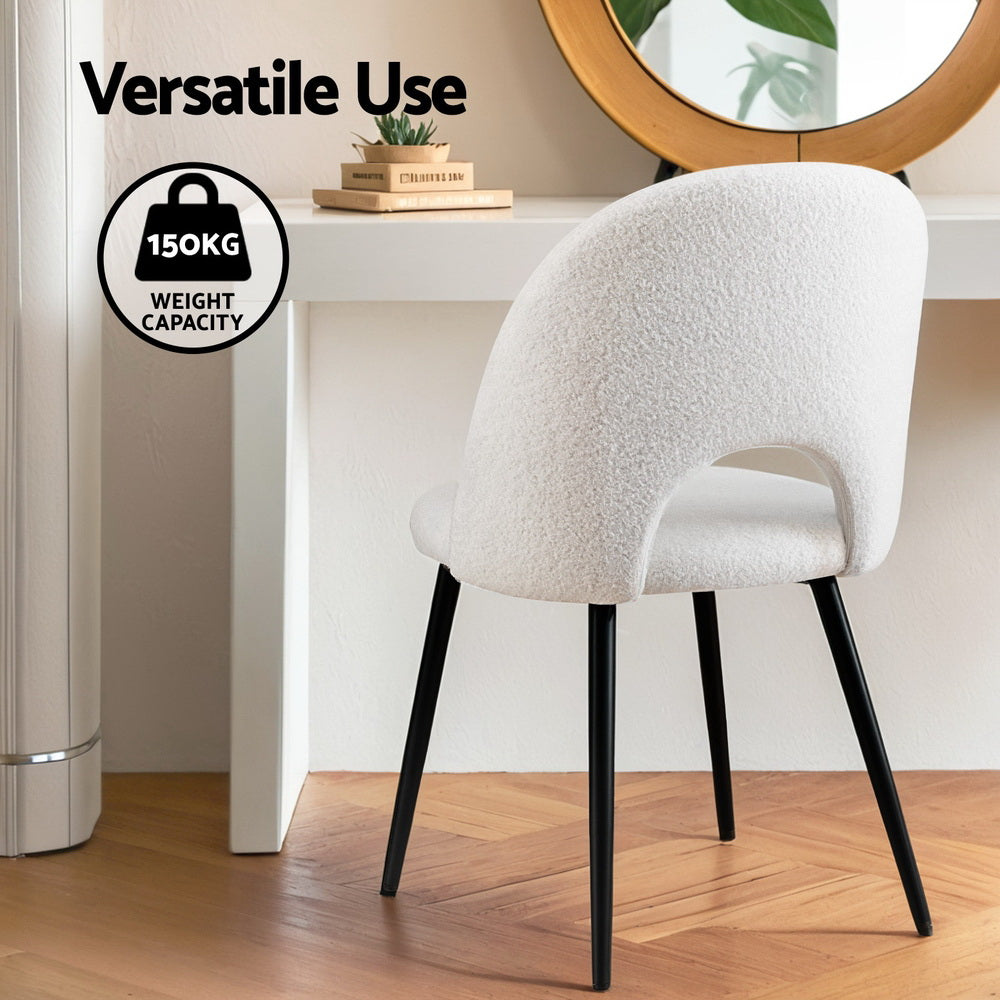 1 Set of 2 Dining Chair Boucle Sherpa