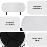 Dining Chairs Set Of 2 Sherpa Boucle White Fabric Upholstery King