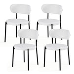 Dining Chairs Set Of 4 Sherpa Boucle White Fabric Upholstery King