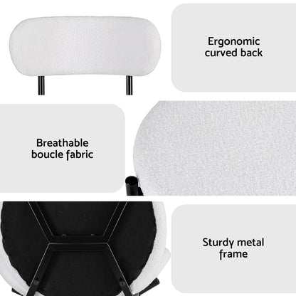 Dining Chairs Set Of 4 Sherpa Boucle White Fabric Upholstery King