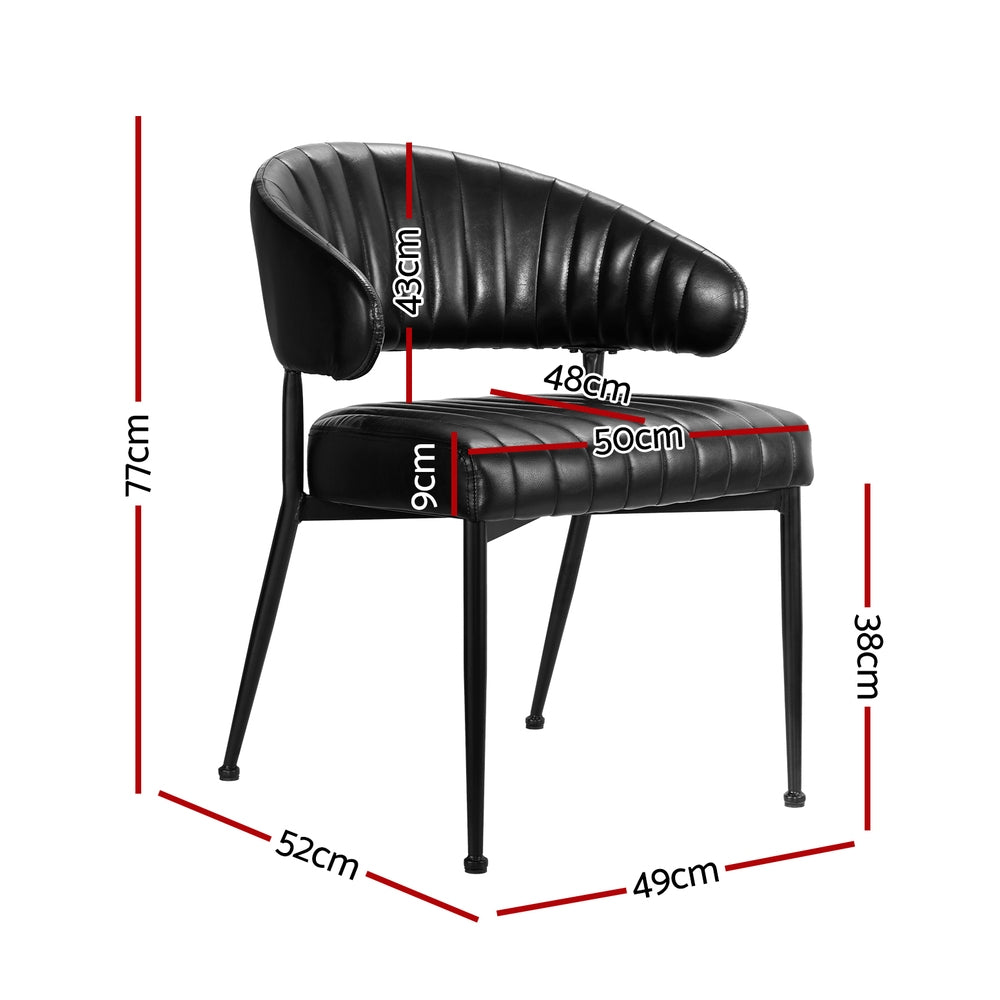 Dining Chairs Set Of 2 Leather Hollow Armchair Black